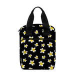 Black Plumeria Flower Pattern Print Bible Tote Bag