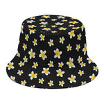 Black Plumeria Flower Pattern Print Bucket Hat