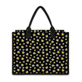 Black Plumeria Flower Pattern Print Canvas Tote Bag