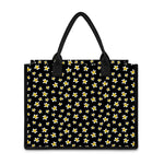 Black Plumeria Flower Pattern Print Canvas Tote Bag