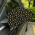 Black Plumeria Flower Pattern Print Car Side Mirror Covers