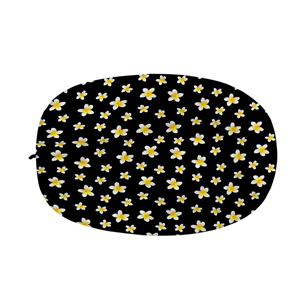Black Plumeria Flower Pattern Print Car Side Mirror Covers