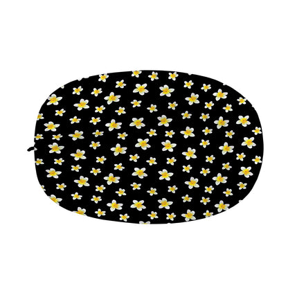 Black Plumeria Flower Pattern Print Car Side Mirror Covers