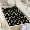 Black Plumeria Flower Pattern Print Changing Pad Cover