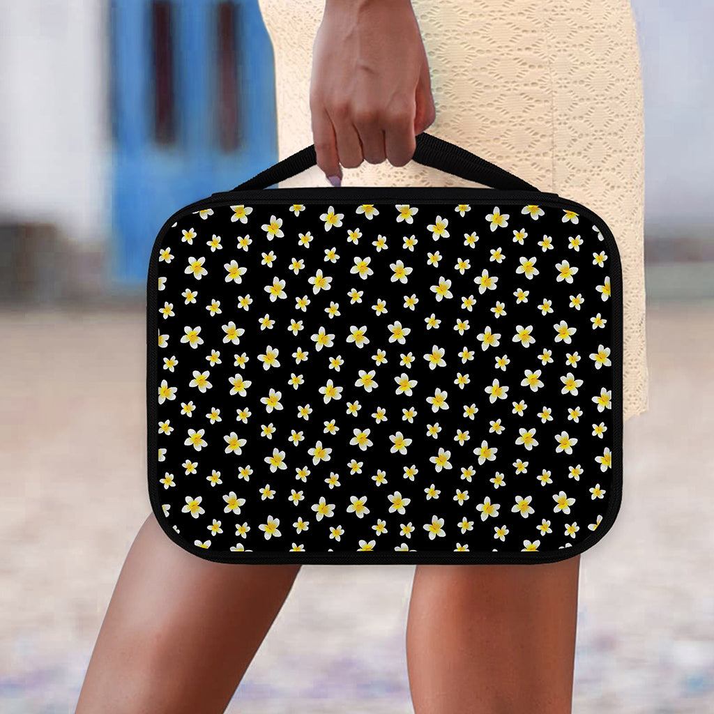 Black Plumeria Flower Pattern Print Classic Bible Case
