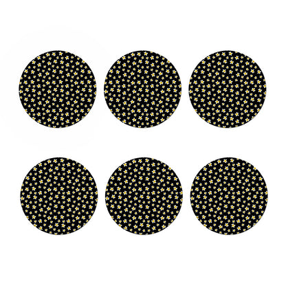Black Plumeria Flower Pattern Print Coaster Set
