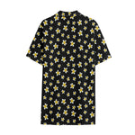 Black Plumeria Flower Pattern Print Cotton Hawaiian Shirt