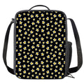 Black Plumeria Flower Pattern Print Crossbody Lunch Bag