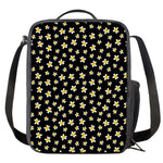 Black Plumeria Flower Pattern Print Crossbody Lunch Bag