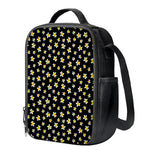 Black Plumeria Flower Pattern Print Crossbody Lunch Bag