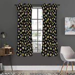 Black Plumeria Flower Pattern Print Curtain