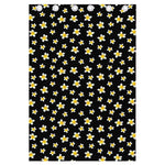 Black Plumeria Flower Pattern Print Curtain