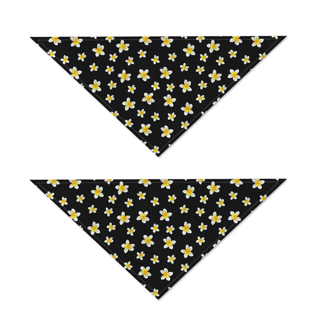 Black Plumeria Flower Pattern Print Dog Bandana