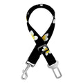 Black Plumeria Flower Pattern Print Dog Seat Belt