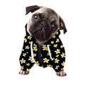 Black Plumeria Flower Pattern Print Dog Zip Up Hoodie