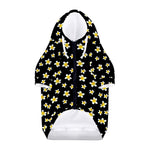 Black Plumeria Flower Pattern Print Dog Zip Up Hoodie