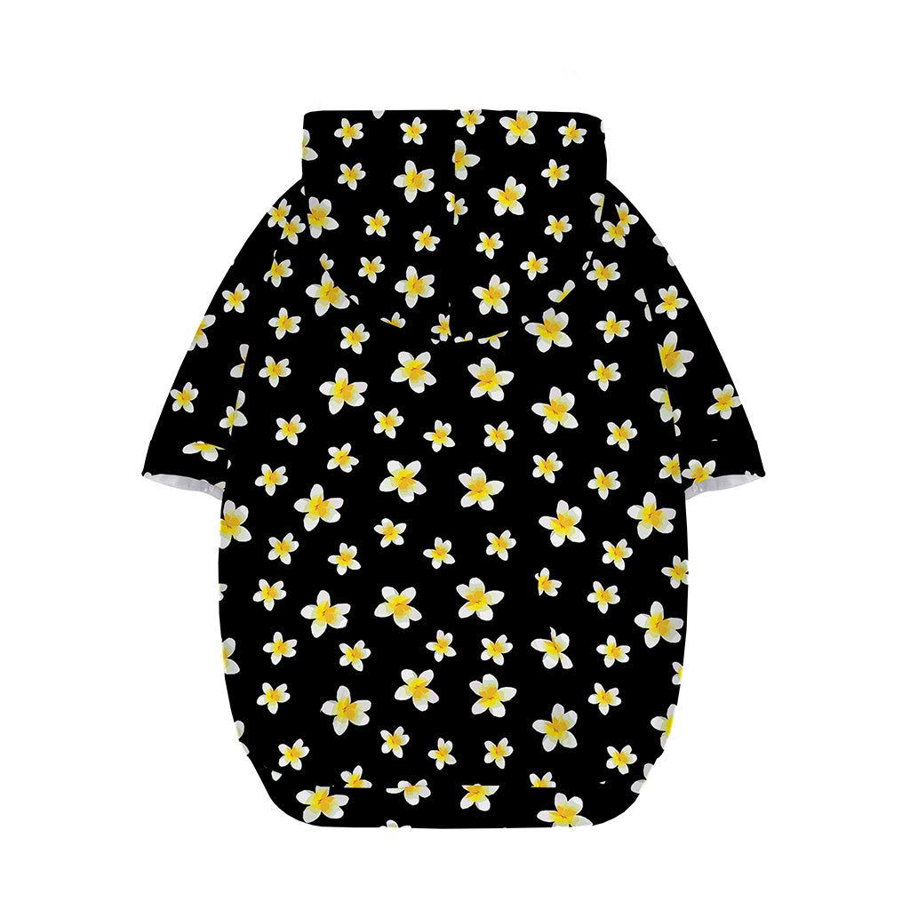 Black Plumeria Flower Pattern Print Dog Zip Up Hoodie
