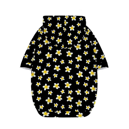 Black Plumeria Flower Pattern Print Dog Zip Up Hoodie