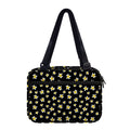 Black Plumeria Flower Pattern Print Double Strap Bible Bag