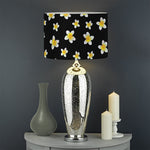 Black Plumeria Flower Pattern Print Drum Lamp Shade