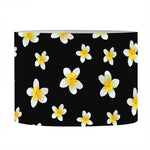 Black Plumeria Flower Pattern Print Drum Lamp Shade