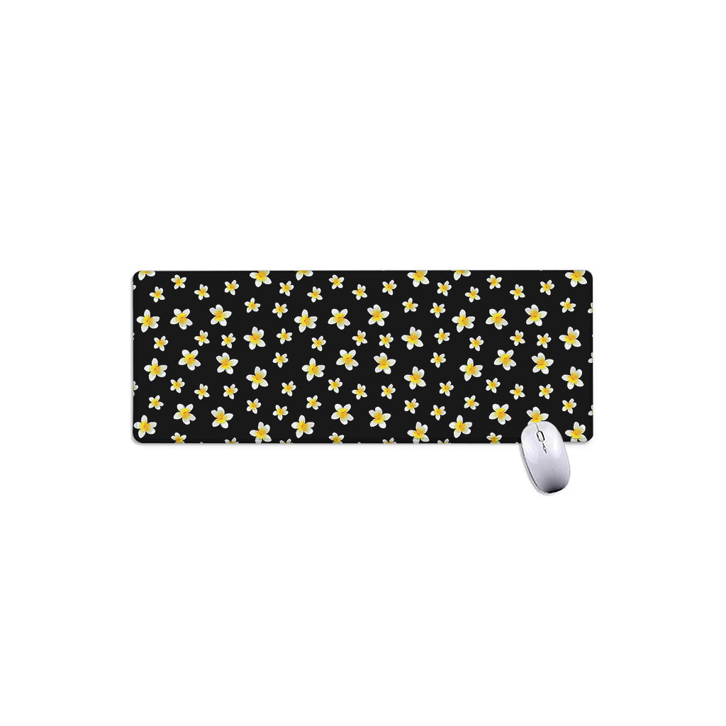 Black Plumeria Flower Pattern Print Extended Mouse Pad