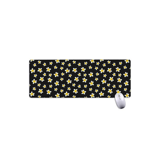 Black Plumeria Flower Pattern Print Extended Mouse Pad