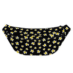 Black Plumeria Flower Pattern Print Fanny Pack