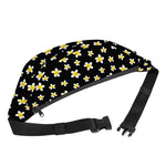 Black Plumeria Flower Pattern Print Fanny Pack