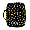 Black Plumeria Flower Pattern Print Front Pocket Bible Bag