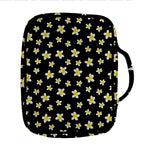 Black Plumeria Flower Pattern Print Front Pocket Bible Bag