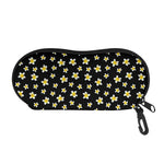 Black Plumeria Flower Pattern Print Glasses Case