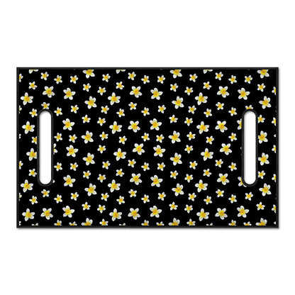 Black Plumeria Flower Pattern Print Golf Cart Seat Cover