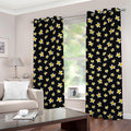 Black Plumeria Flower Pattern Print Grommet Curtains