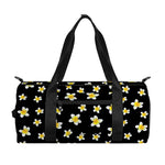 Black Plumeria Flower Pattern Print Gym Bag