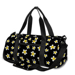 Black Plumeria Flower Pattern Print Gym Bag