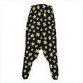 Black Plumeria Flower Pattern Print Hammer Pants