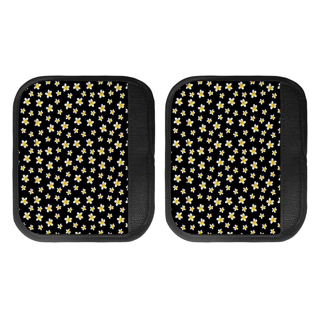 Black Plumeria Flower Pattern Print Handle Covers