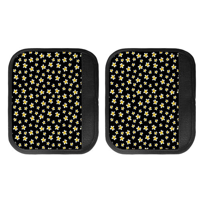 Black Plumeria Flower Pattern Print Handle Covers