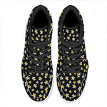 Black Plumeria Flower Pattern Print High Top Leather Sneakers