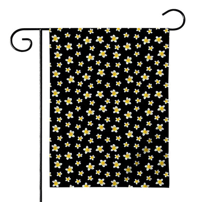 Black Plumeria Flower Pattern Print House Flag