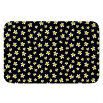Black Plumeria Flower Pattern Print Indoor Door Mat