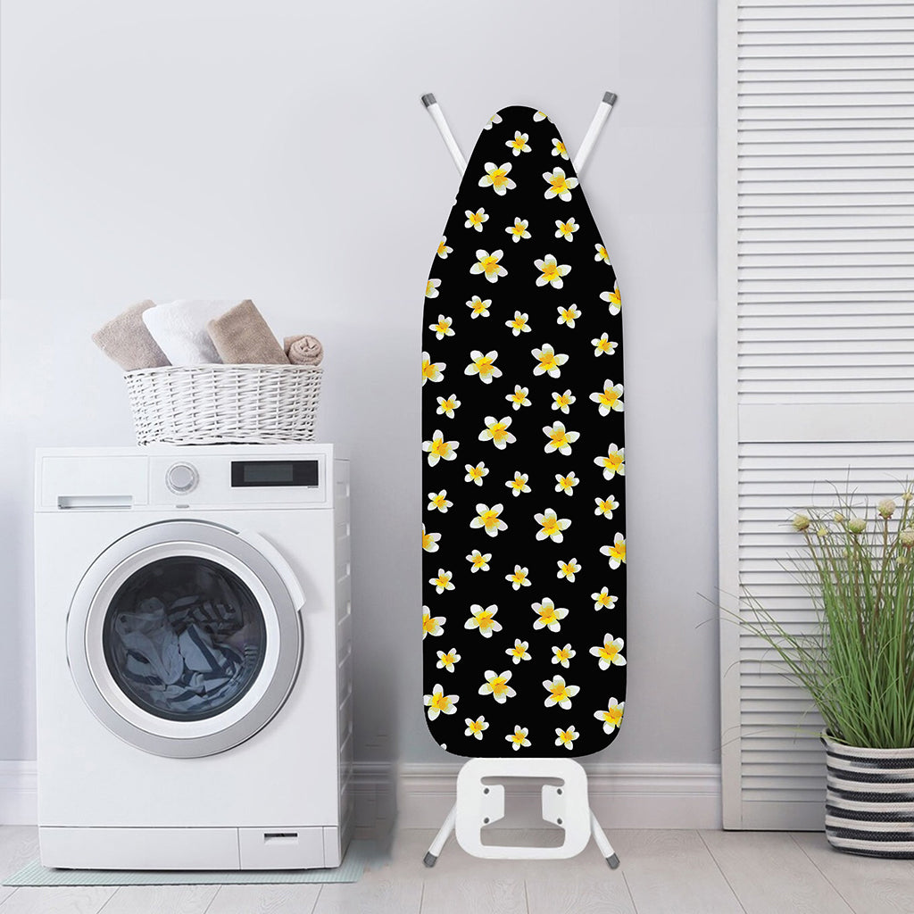 Black Plumeria Flower Pattern Print Ironing Board Cover