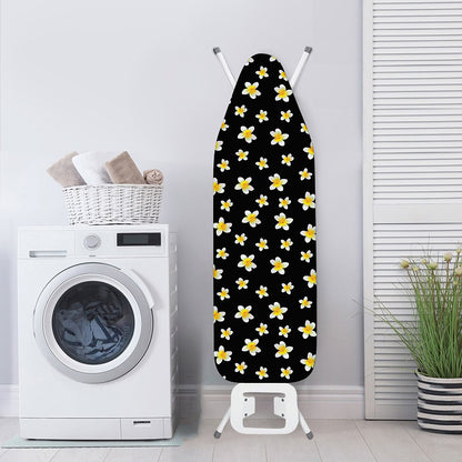 Black Plumeria Flower Pattern Print Ironing Board Cover