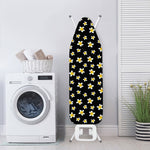 Black Plumeria Flower Pattern Print Ironing Board Cover