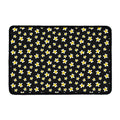 Black Plumeria Flower Pattern Print Kitchen Mat