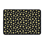 Black Plumeria Flower Pattern Print Kitchen Mat