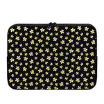 Black Plumeria Flower Pattern Print Laptop Sleeve