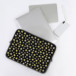 Black Plumeria Flower Pattern Print Laptop Sleeve