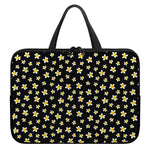 Black Plumeria Flower Pattern Print Laptop Sleeve With Handle